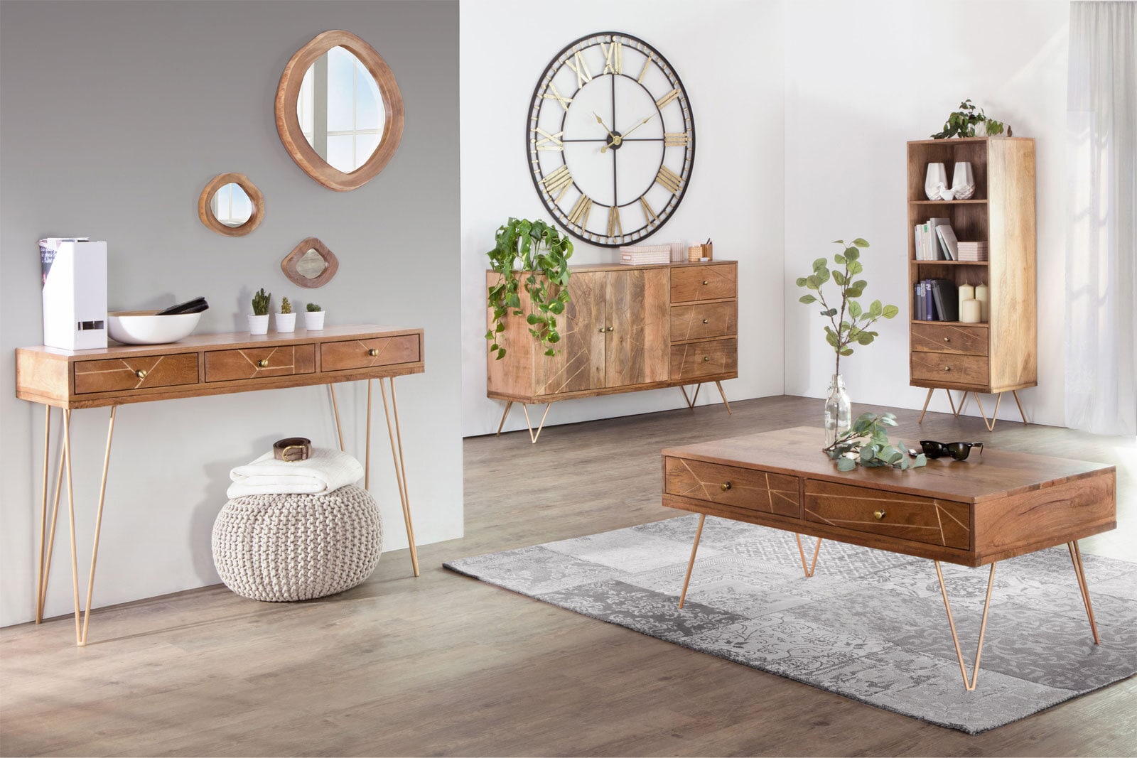 INTERhome Couchtisch SCAN braun/ goldfarbig