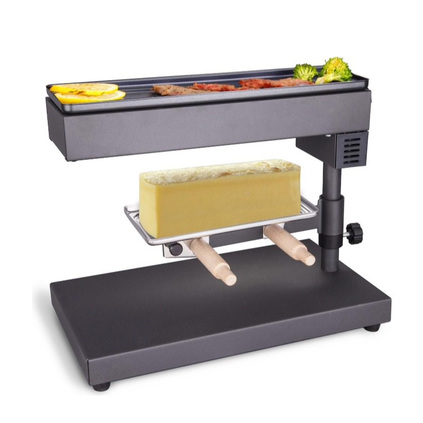 (600W) Raclette Gerät Bloc Traditioneller Käselaib Tischgrill Raclette Ofen mit Grifffläche (404564) - Schwarz