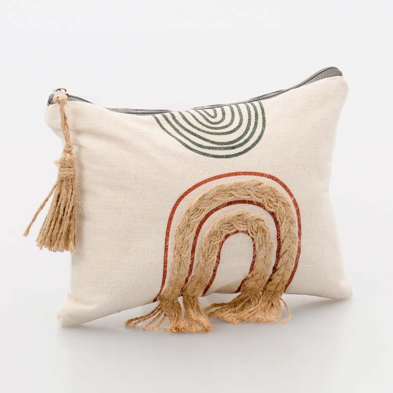 Pochette décorée 'Bamako' écru