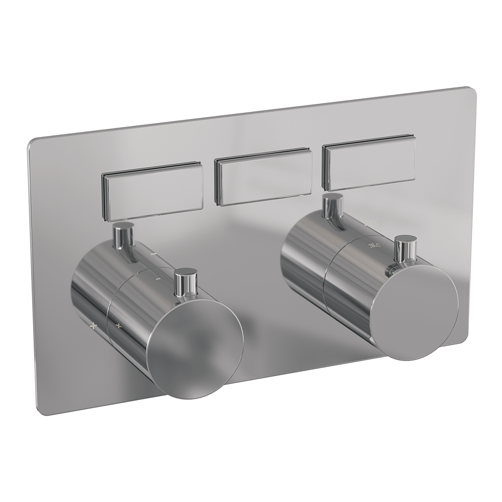 Brauer Chrome Edition 3-weg inbouwthermostaat met drukknoppen chroom