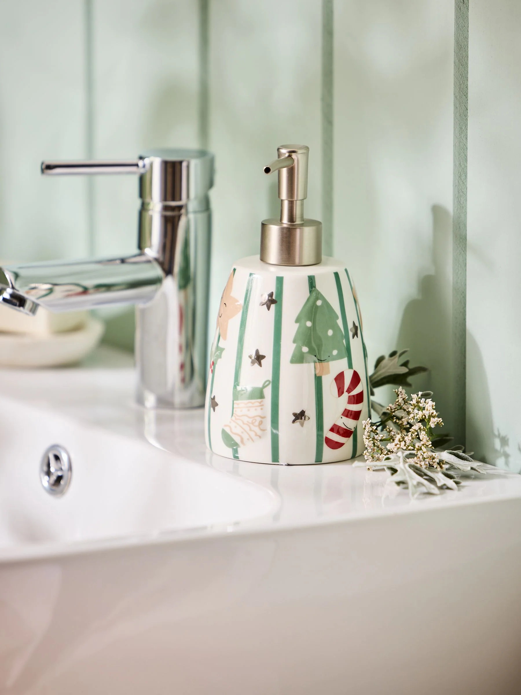 Zeepdispenser met Strepen Kerstmis figuren