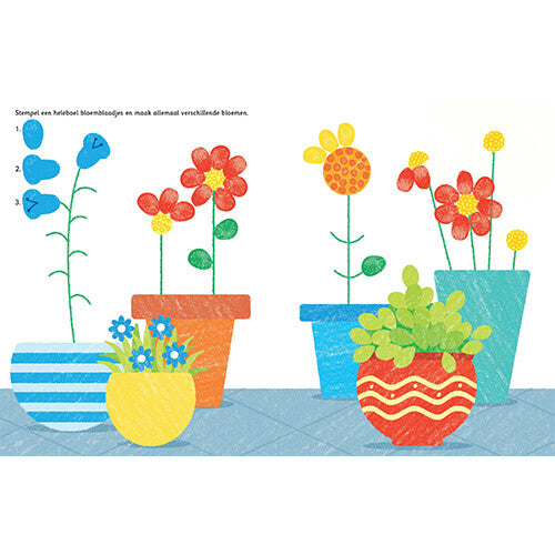 Uitgeverij usborne stempelen met je vingers - de tuin