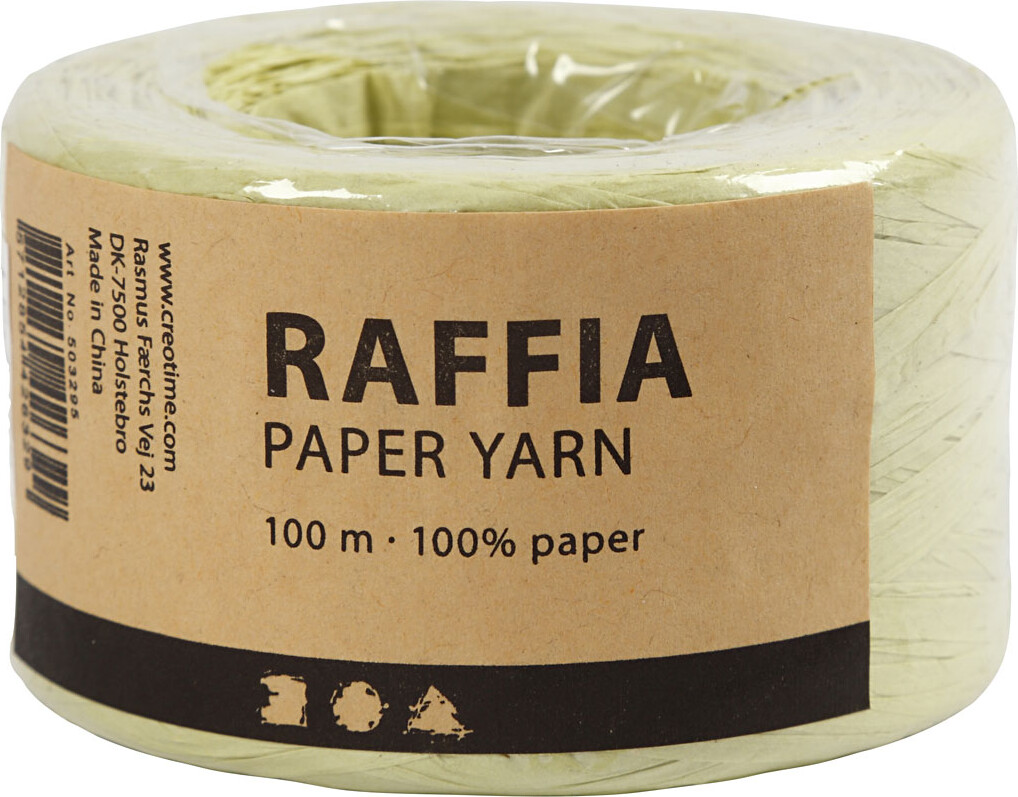 Raffia Papirgarn - B 7-8 MM - Lys Grøn - 100 M