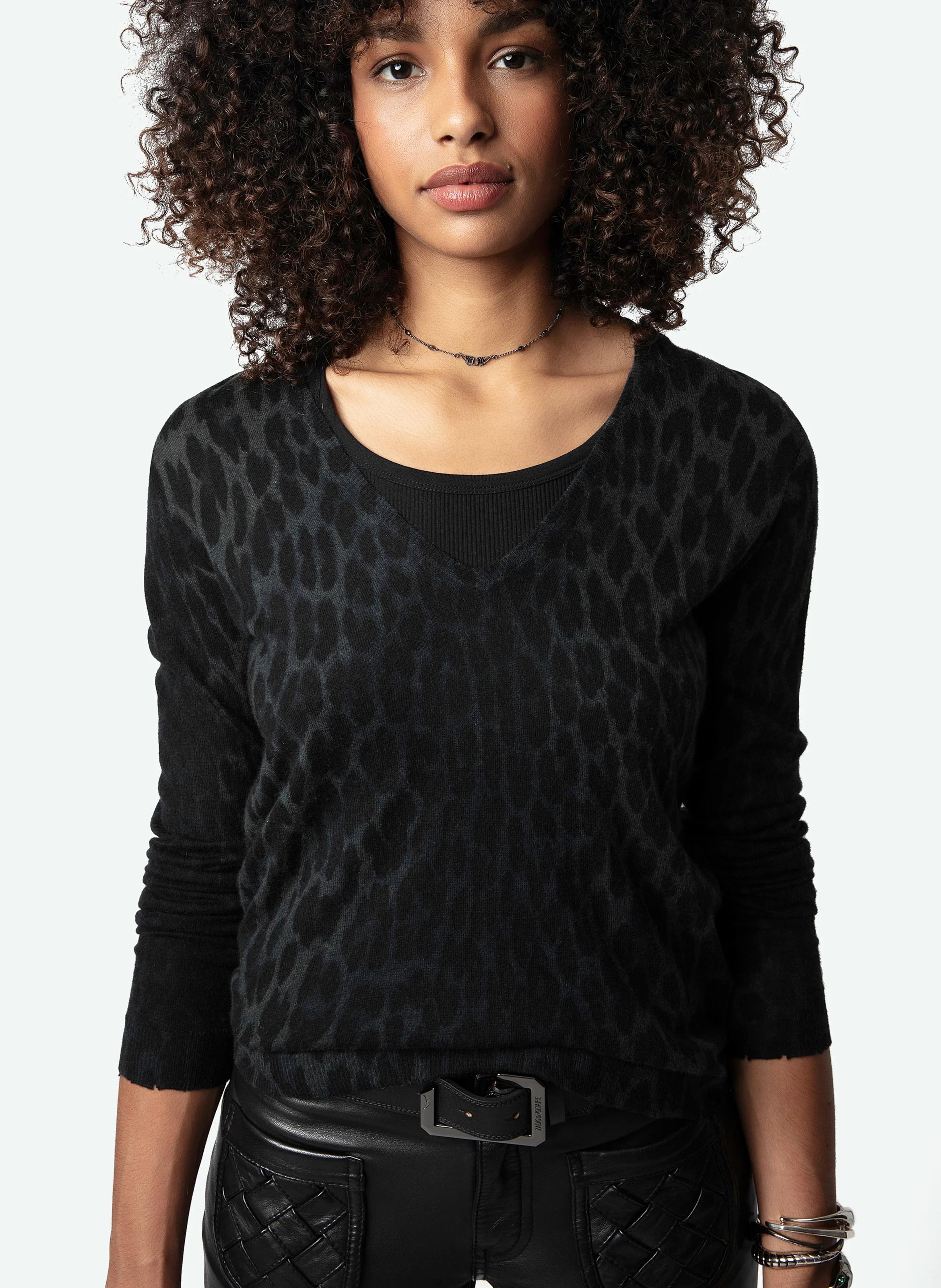 RIVY - Pull droit imprimé en cachemire| Vert