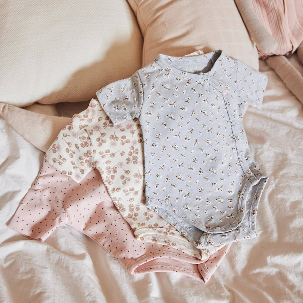 Dirkje romper - set van 3 roze/offwhite