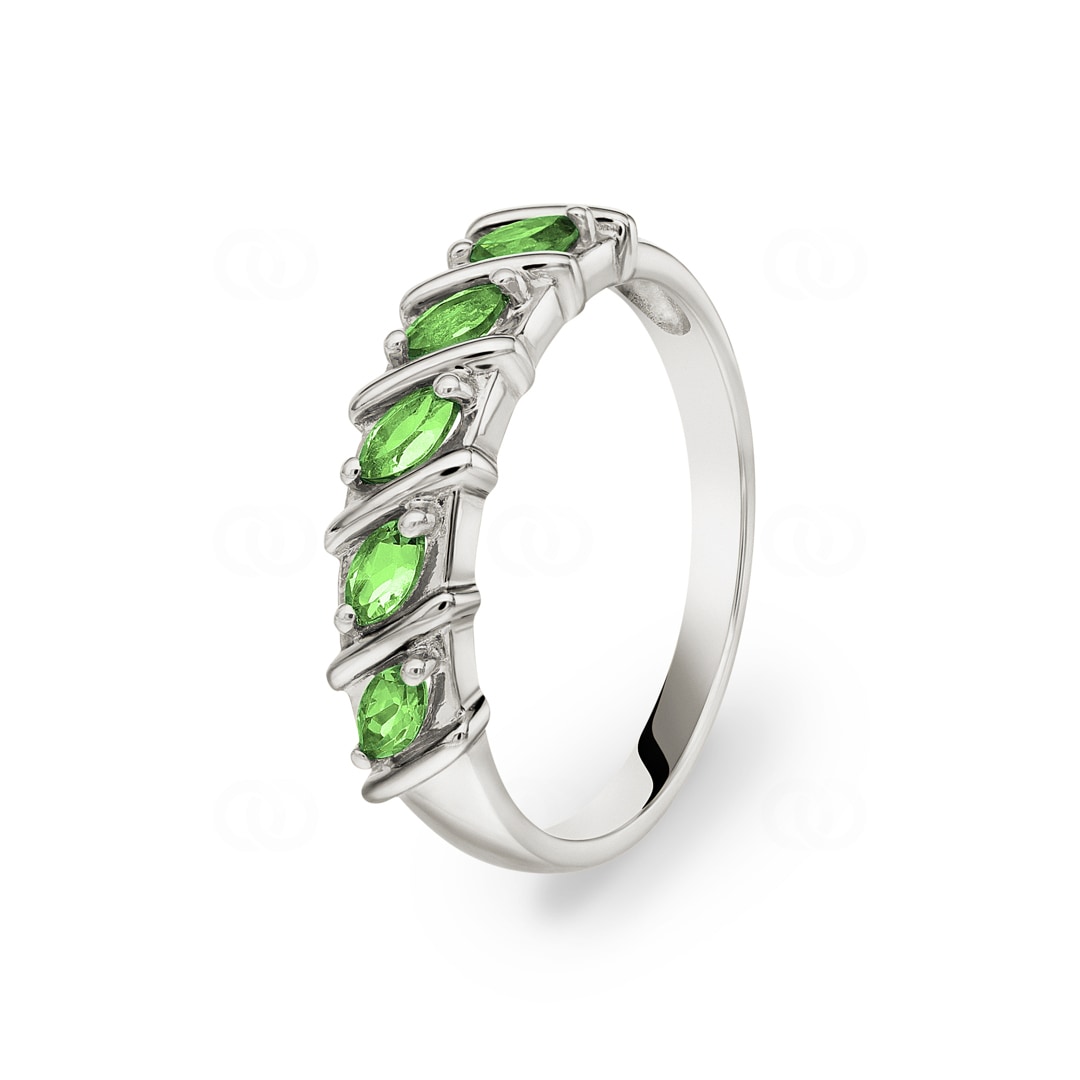 Damenring 750/18 K Weissgold mit Peridoten