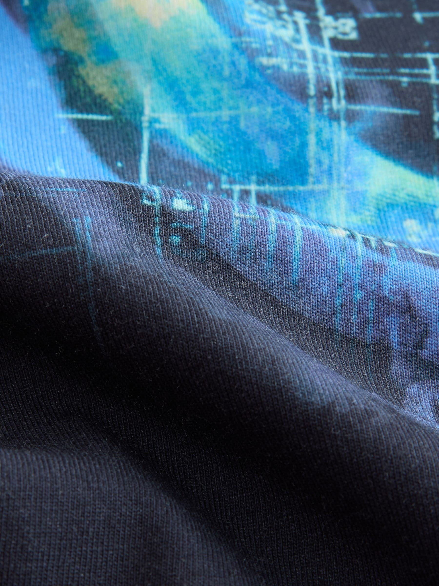 Navy Digi Happy Face - T-shirt met normale pasvorm, korte mouwen en all-over print (3-16jr)