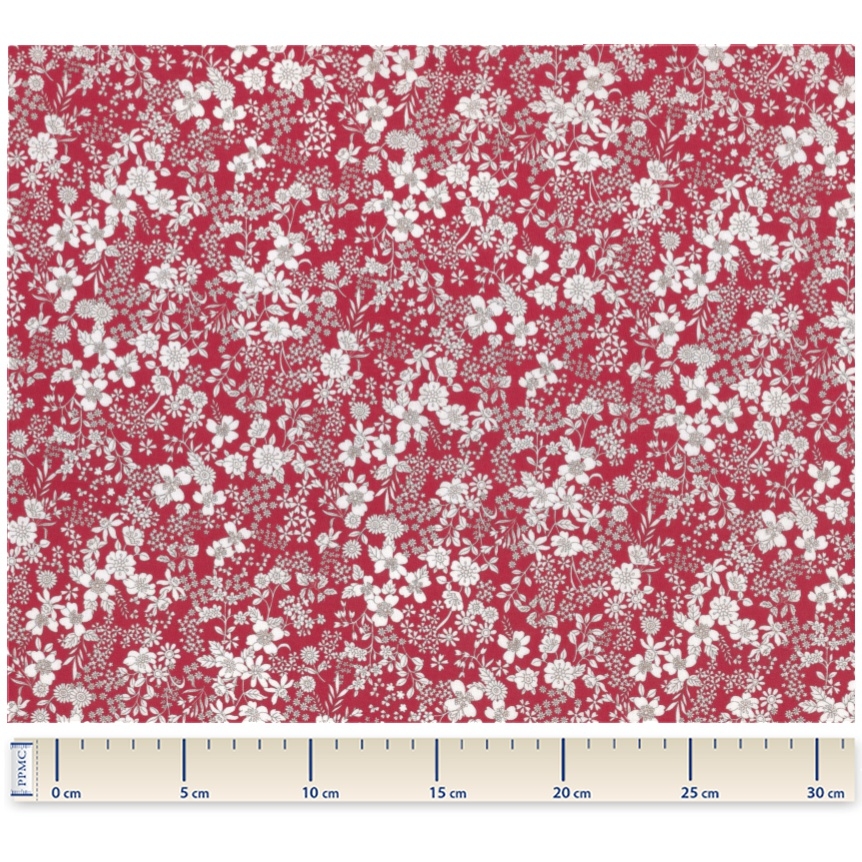 Tissu Coton Au Mètre Ex2341 Feuillage Fleuri Fond Bordeaux
