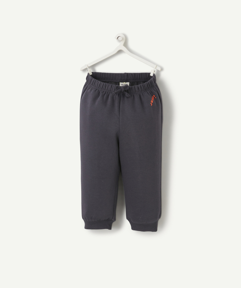 JOGGING BÉBÉ GARÇON EN FIBRES RECYCLÉES GRIS AVEC MESSAGE