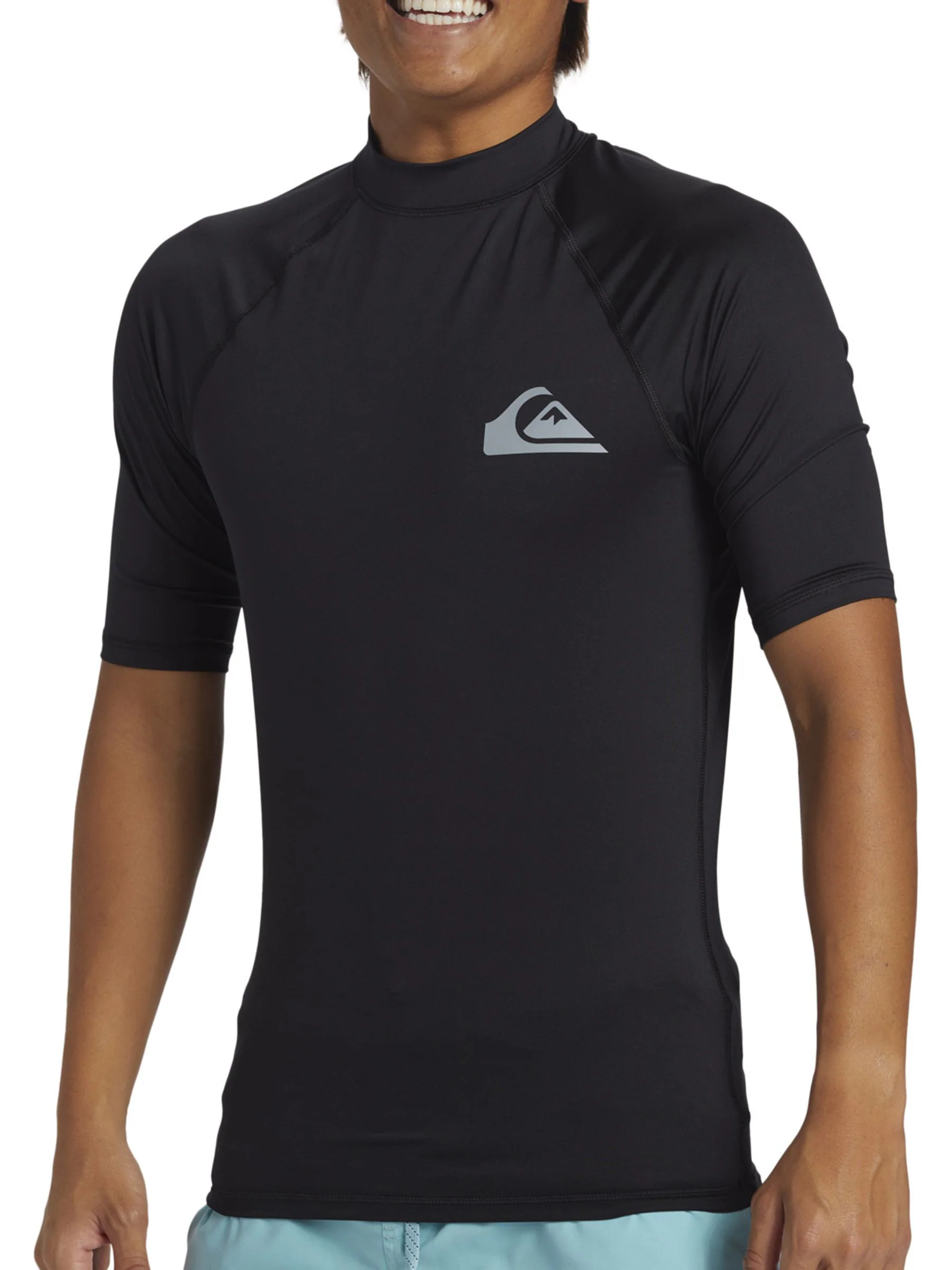 Zwart - Quiksilver UPF50 uv-werend hemdje met korte mouwen