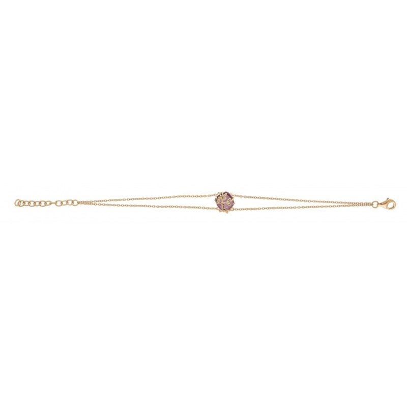 Bracelet femme arbre de vie et oxyde violet - Plaqué or