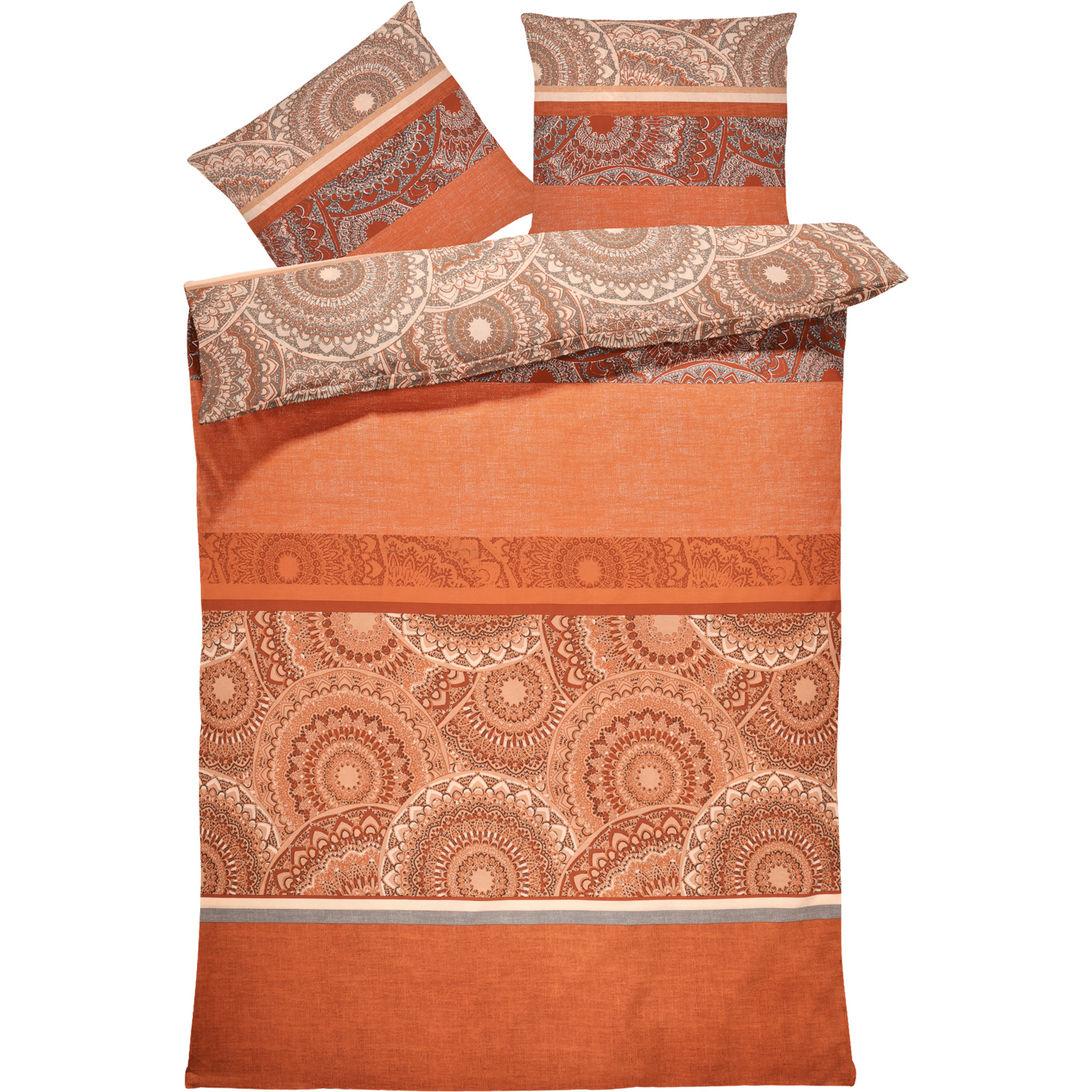 Bettwäsche Renforcé Boho orange 160x210 65x100 Bettanzug Nord