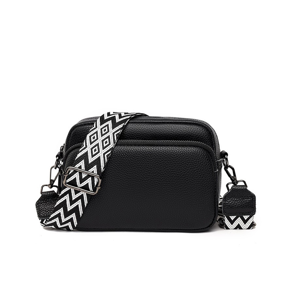 (21x15cm) Echtleder Schultertasche Fashion Crossbody Bag Umhängetasche - Schwarz