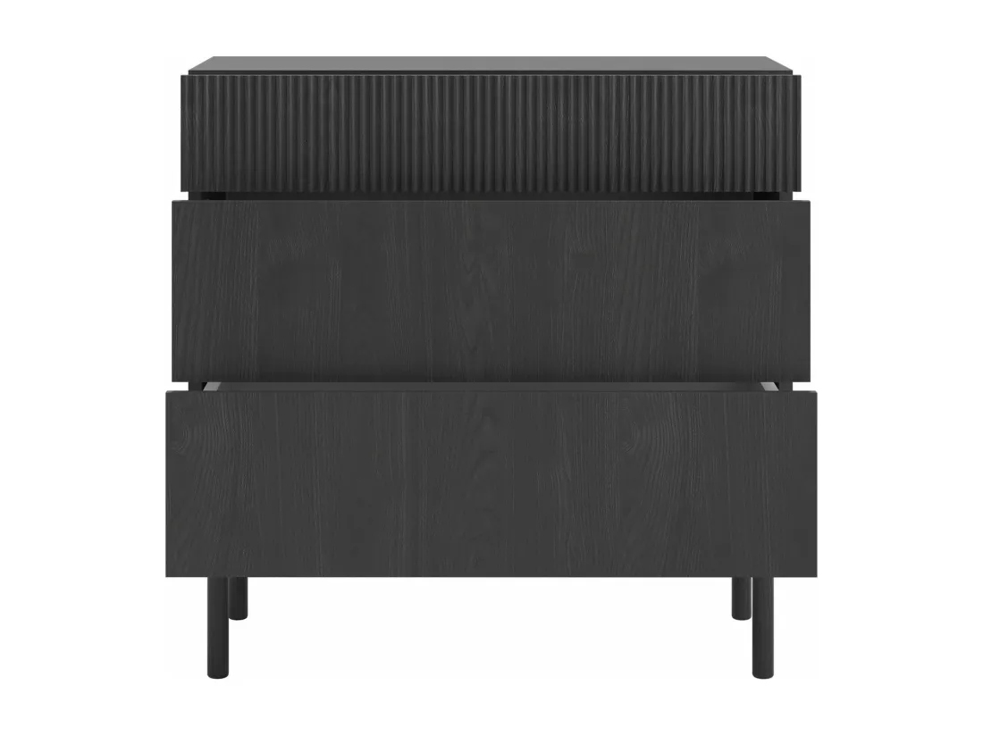 Commode - 90 cm - 3 tiroirs - couleur du bois de frêne Portland - NOLIE