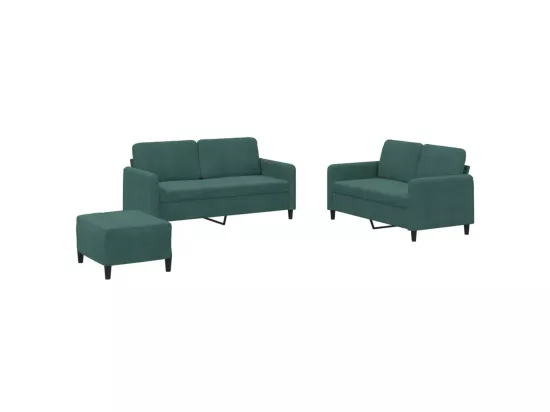 Ensemble de canapés 3 pcs vert foncé velours