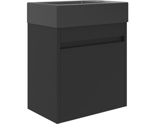Basano Avellino wastafelmeubel, BxHxD 45 x 54 x 28 cm, frontkleur matzwart met keramische wastafel in zwart
