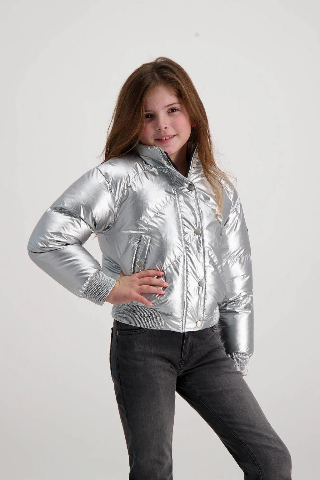 Cars metallic gewatteerde winterjas SILLY zilver
