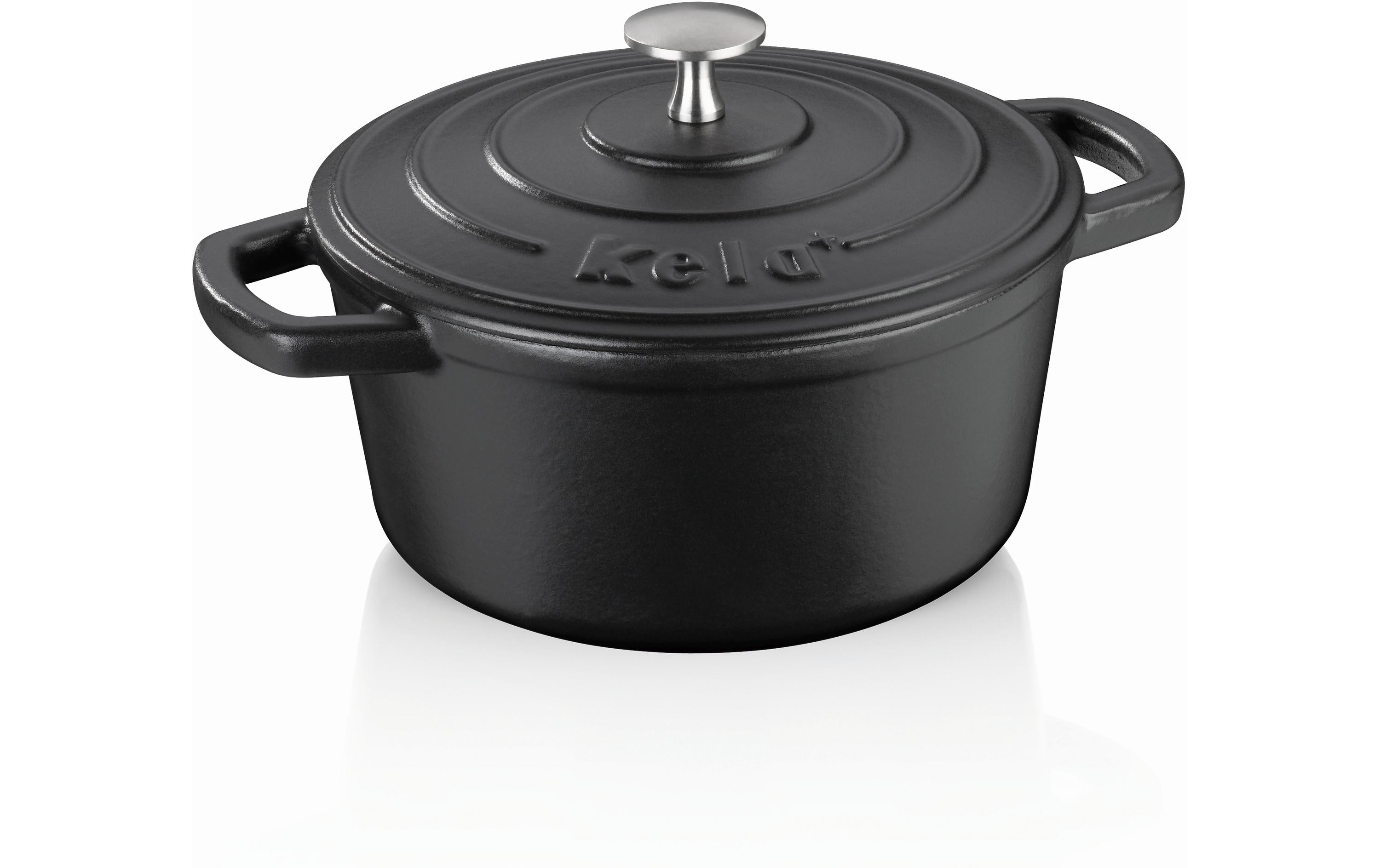 Bräter Calido rund 21 cm, SchwarzBratentopf aus Gusseisen
