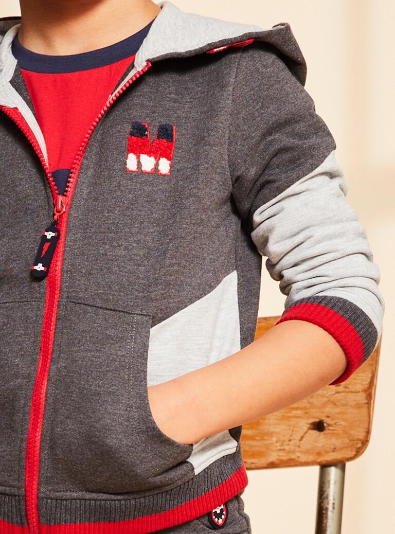 Sweat à capuche gris anthracite à broderie M