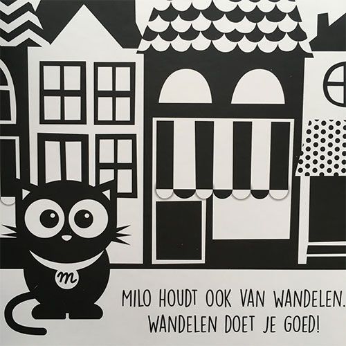 Uitgeverij oogappel kartonboek milo ziet de wereld in zwart-wit