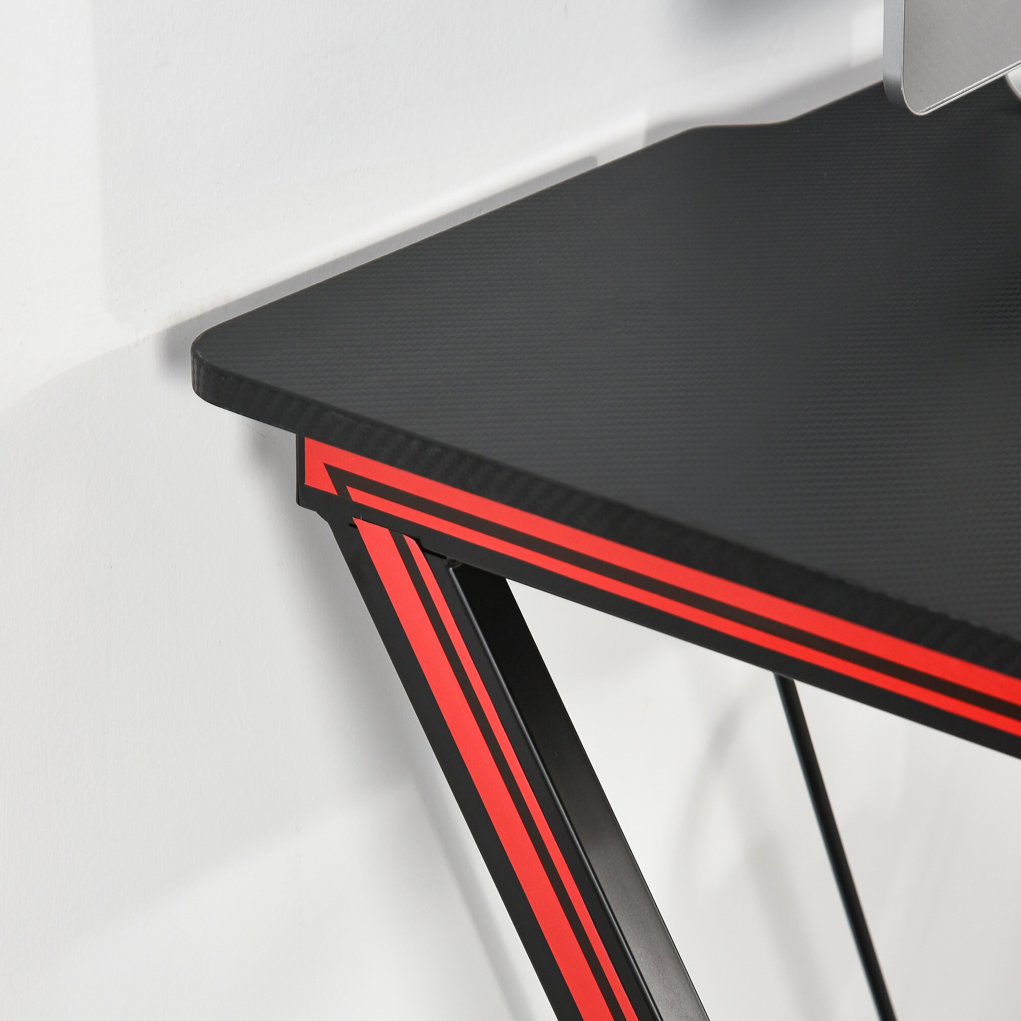HOMCOM Gamingtisch mit Headset-Haken und Getränkehalter schwarz 105 x 55 x 75 cm (LxBxH)