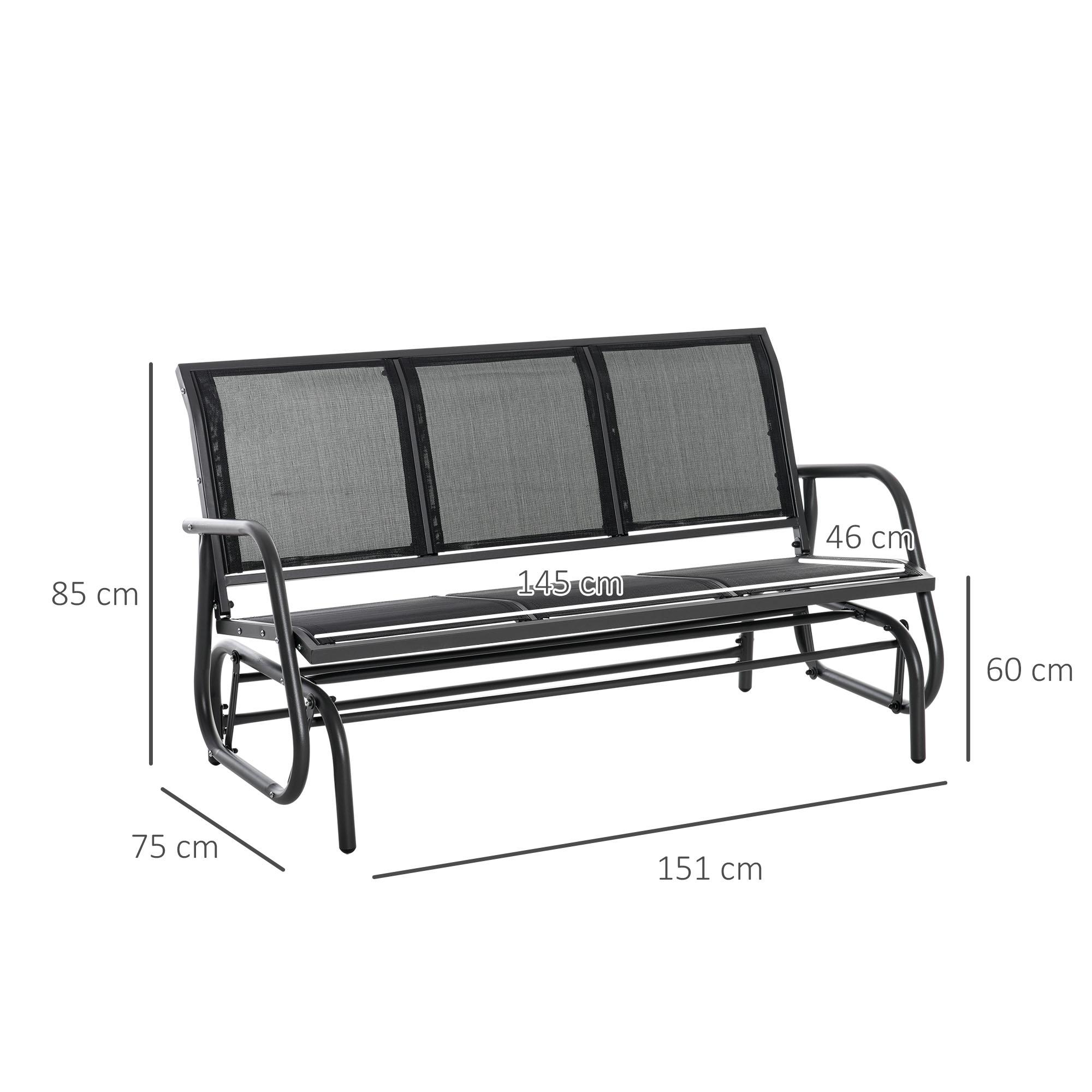Banco de jardim preto Outsunny