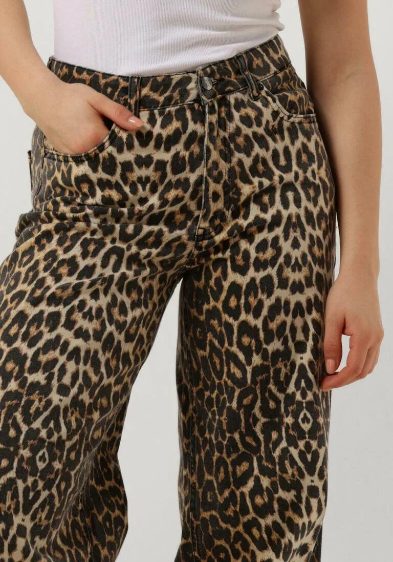 CO\\'COUTURE leopard co'couture straight leg jeans leo denim panel pant