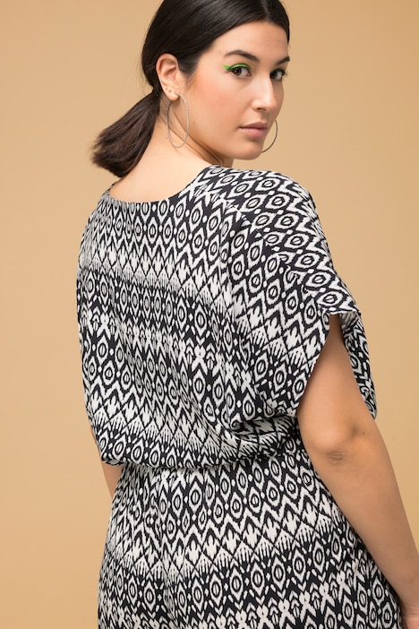 Blusenshirt, oversized, Grafik Print, V-Ausschnitt