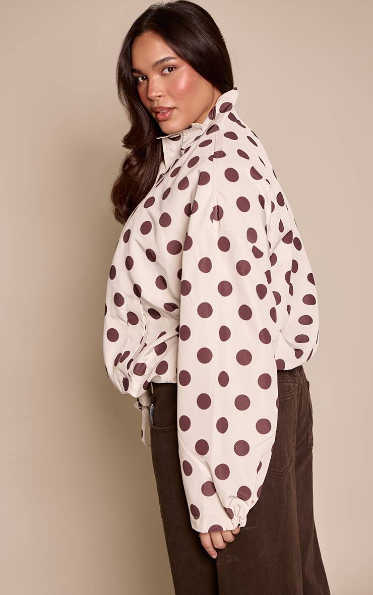 White Polkadot Veste Boutonnée À Pois Grande Taille