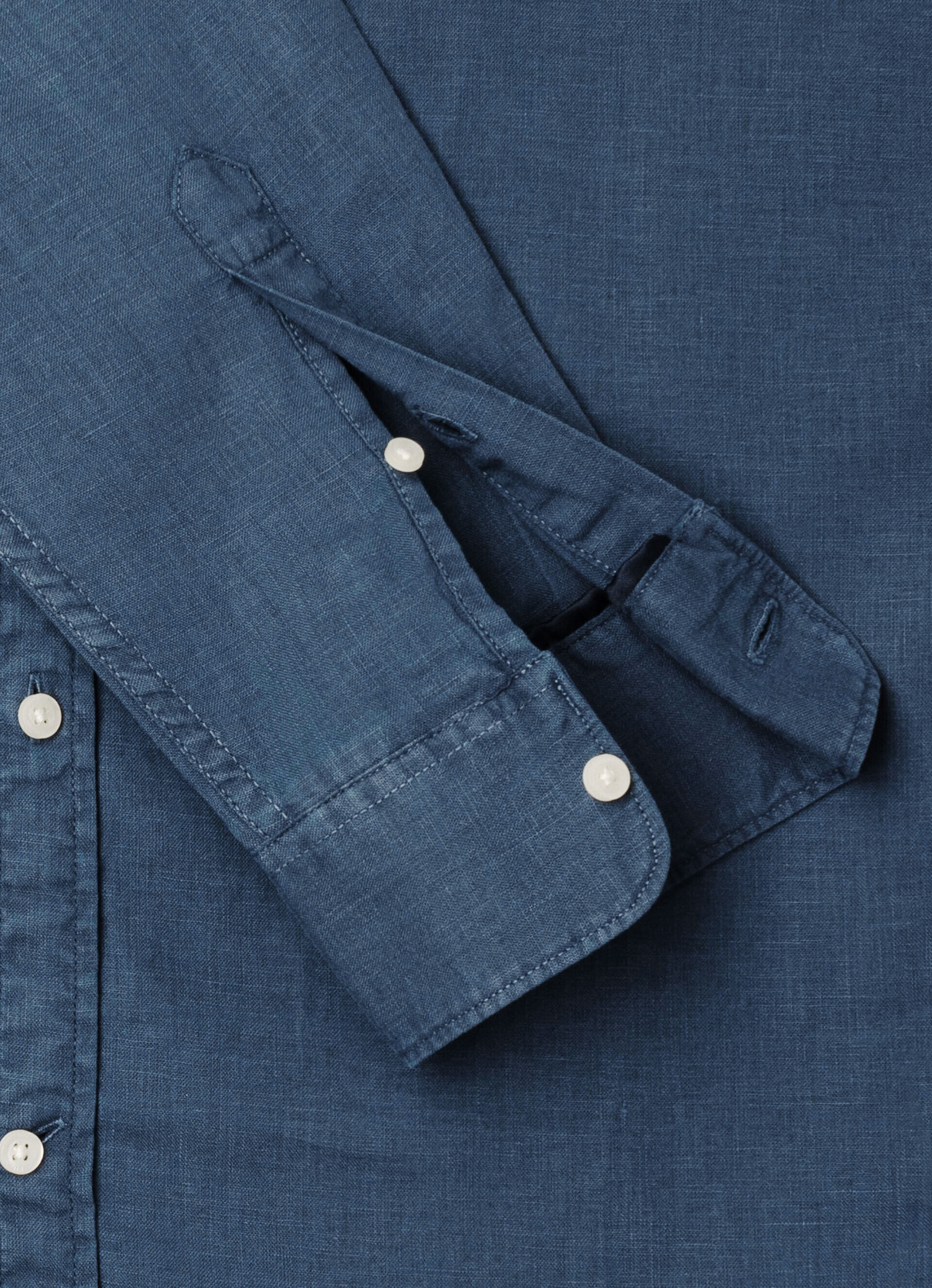 Camisa Parker de linho com mangas compridas - azul jarman