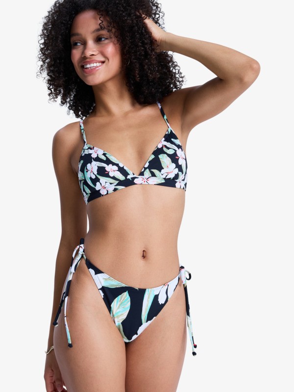 Printed Essentials Tanga High Leg Bas de bikini échancré Noir Femme