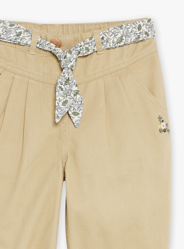 Pantalon carotte beige en twill