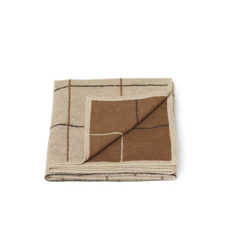 Form & Refine - Kids New Squares Decke 100 x 70 cm, ockerbraun kariert