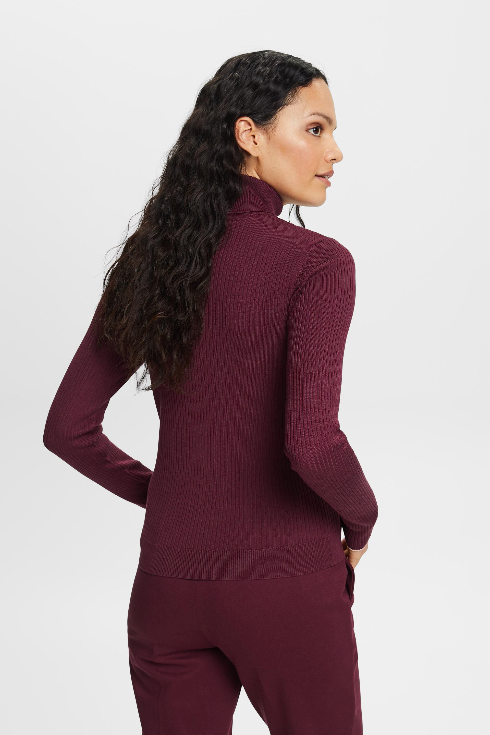 Pull à col roulé en maille côtelée