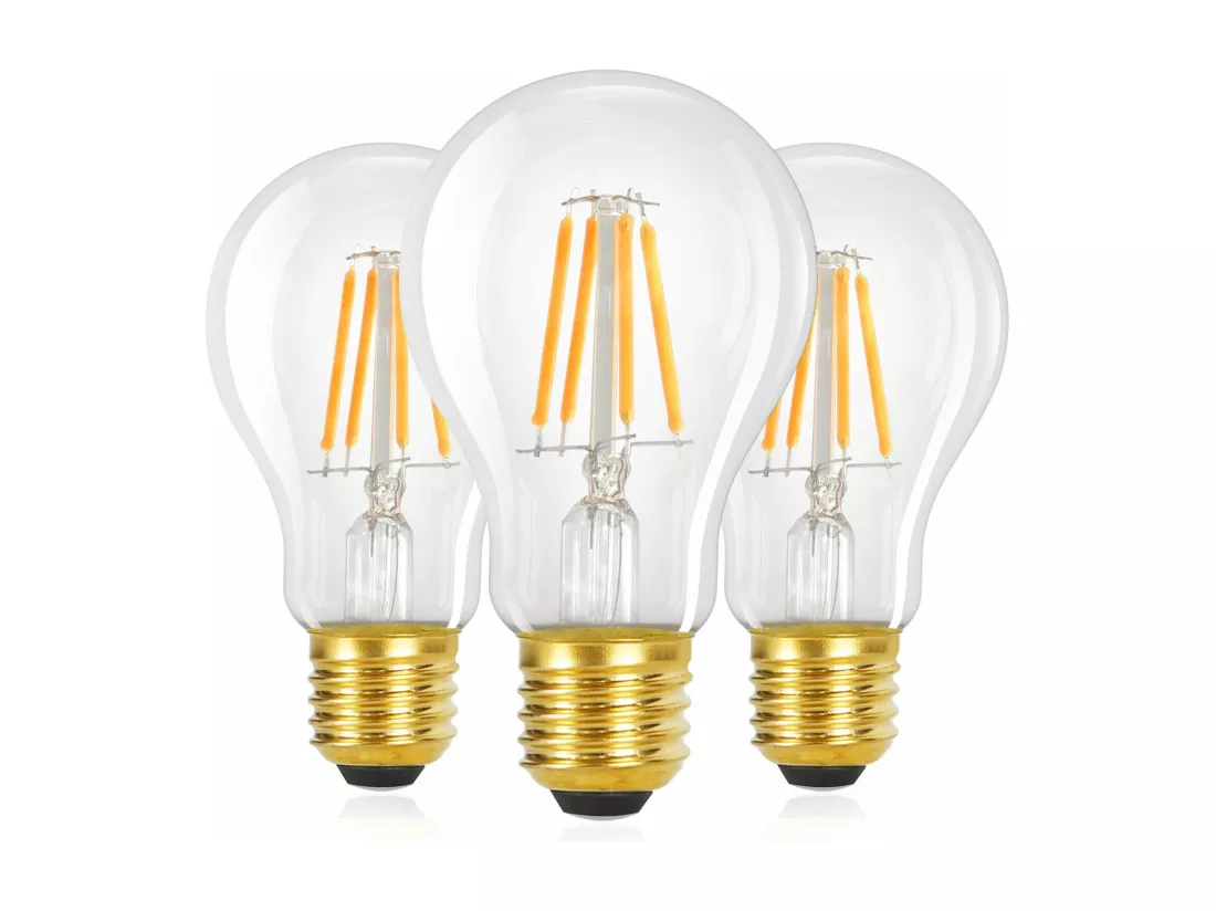 NETTLIFE Pack de 3 ampoules LED E27 lampe vintage A60 Edison de 4W 2700K blanc chaud à filament rétro économie d'énergie pour maison café non dimmable