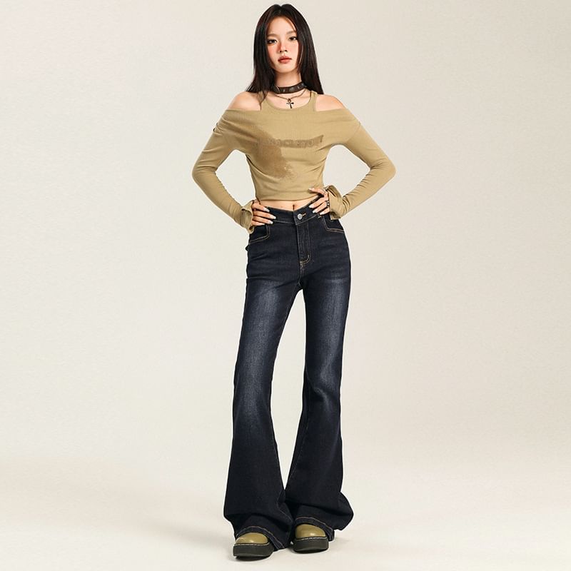 Denimot - Mid Waist Washed Bootcut Jeans (Diverse designs)