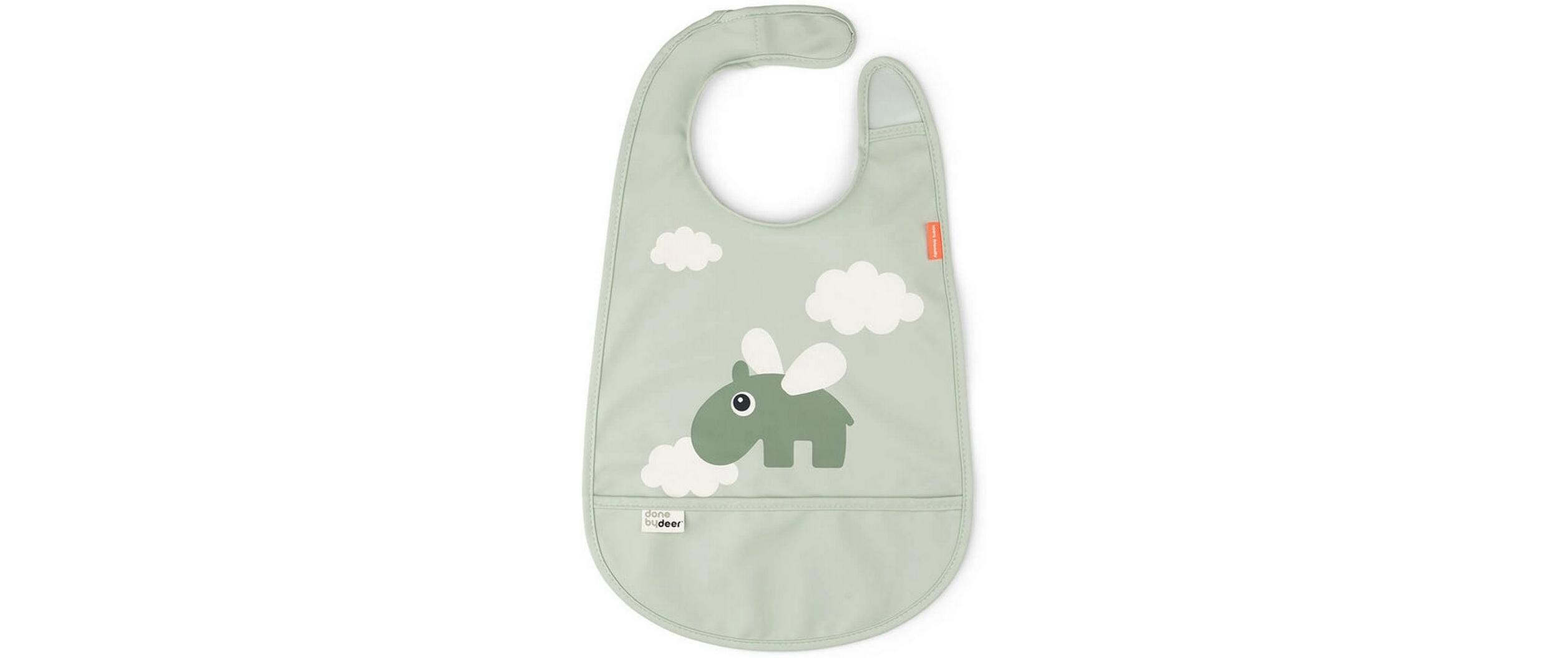 Lätzchen Happy Clouds Grün 42 x 26.5 cmWasserfestes Lätzchen mit Klettverschluss