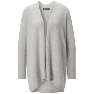 Damen-Strickjacke Merinowolle, Hellgrau