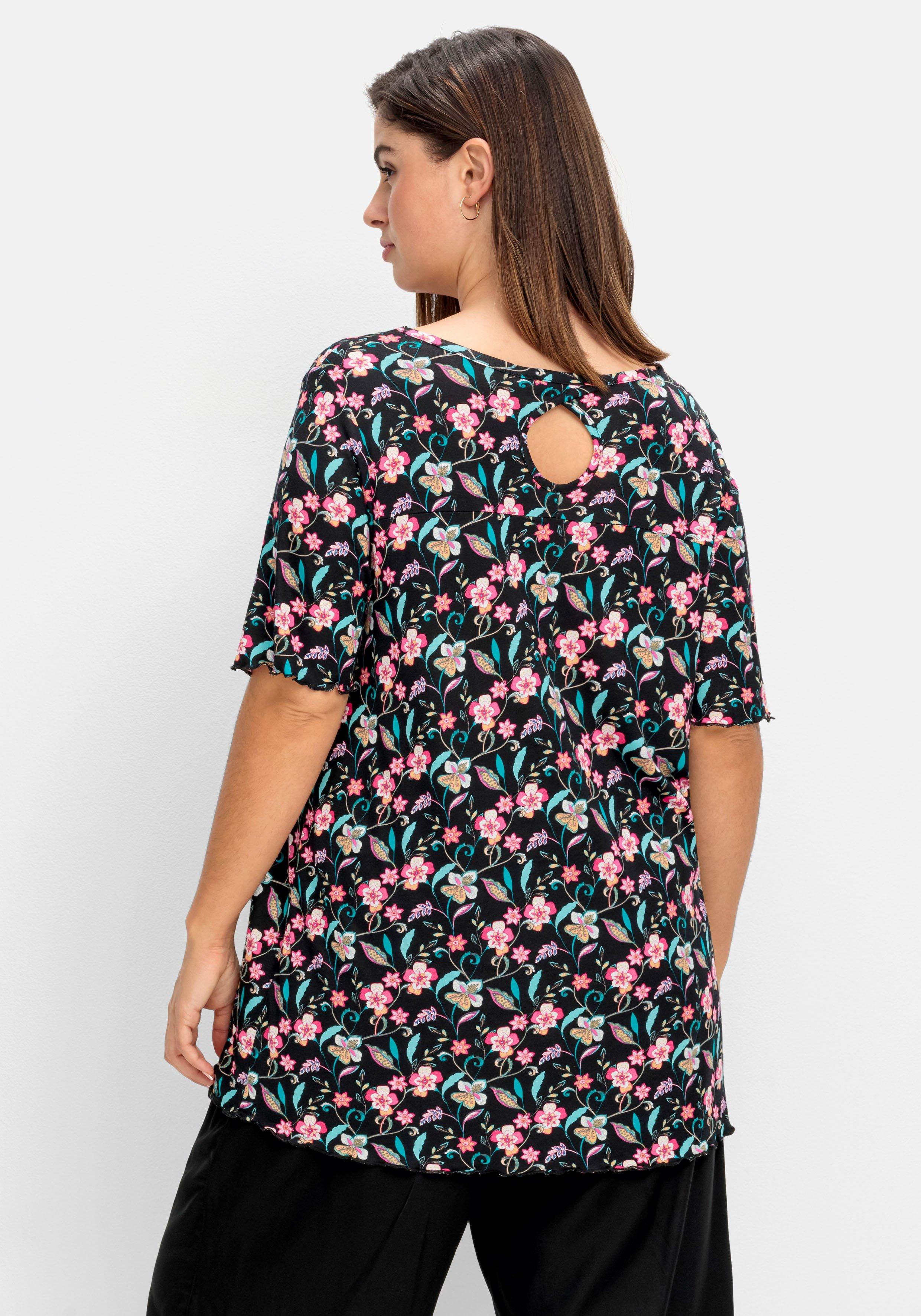 Shirt mit Blumendruck und Cut-out im Rücken