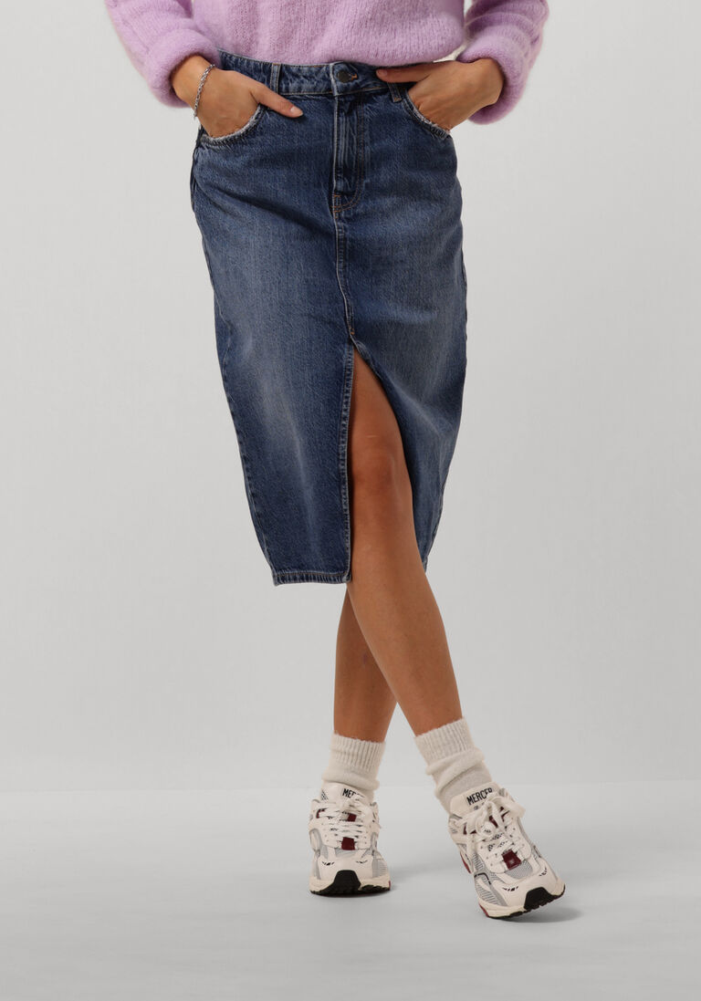 OBJECT blauwe object  objharlow midi denim skirt