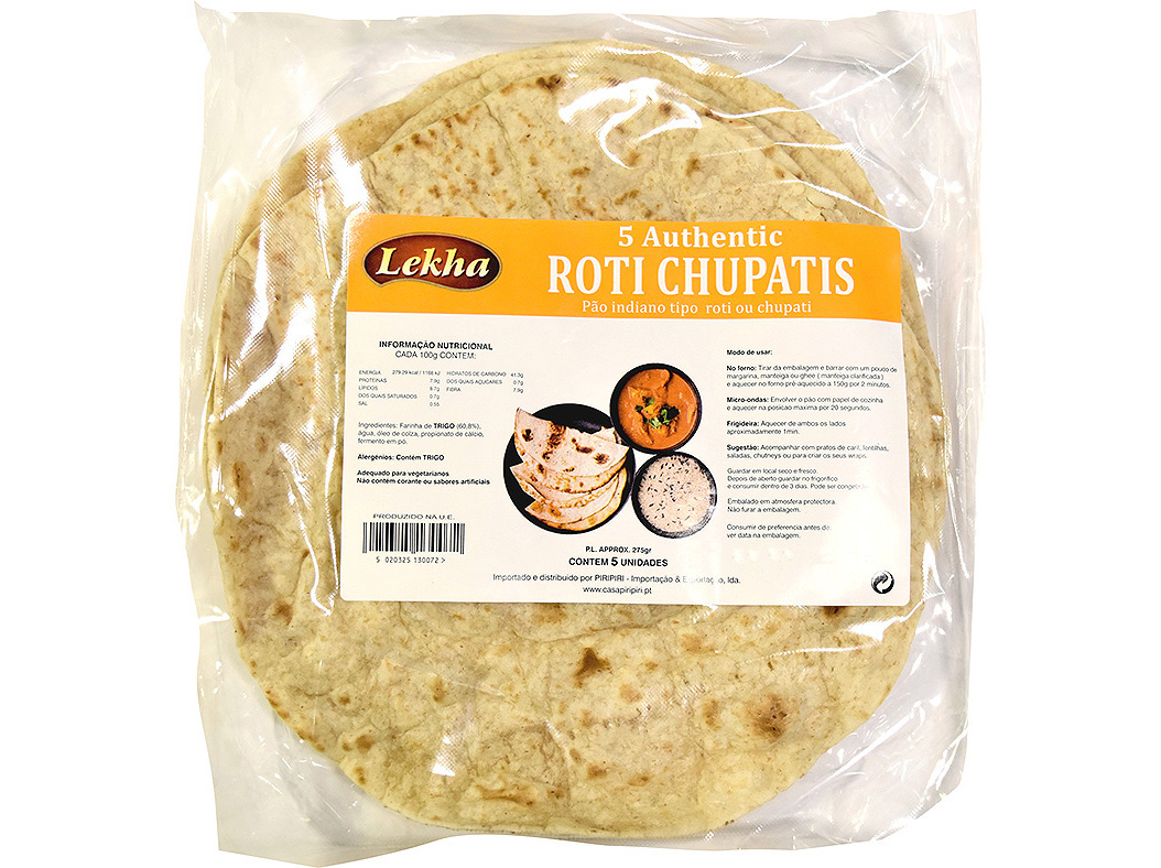 PÃO LEKHA INDIANO TIPO ROTI OU CHAPATI 275G