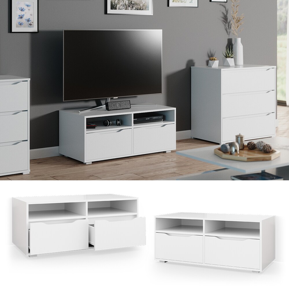 Vicco Lowboard Ruben weiß 100cm TV-Board Fernsehschrank TV-Schrank Regal Tisch
