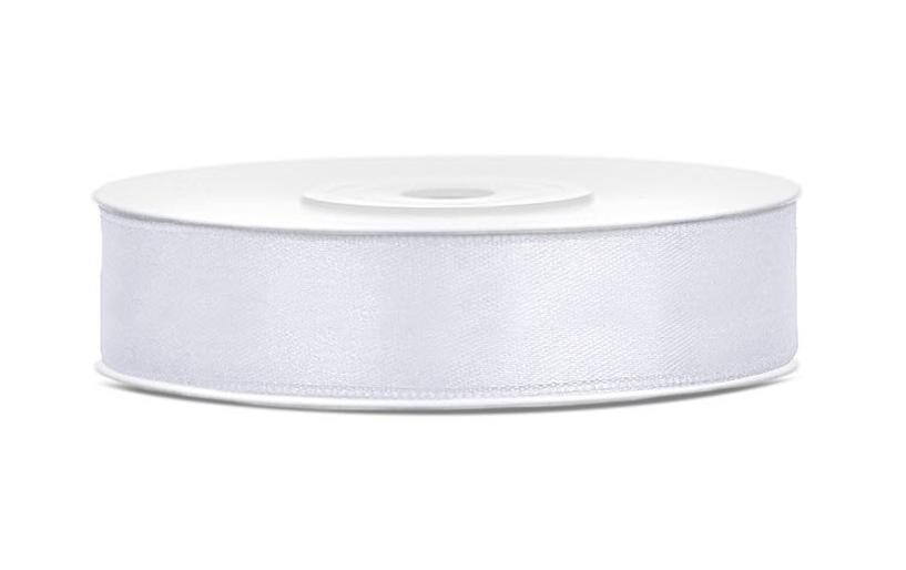 Satinband 1.2 cm x 25 m, WeissBand für Geschenke oder für die Dekoration auf Festen und Hochzeiten