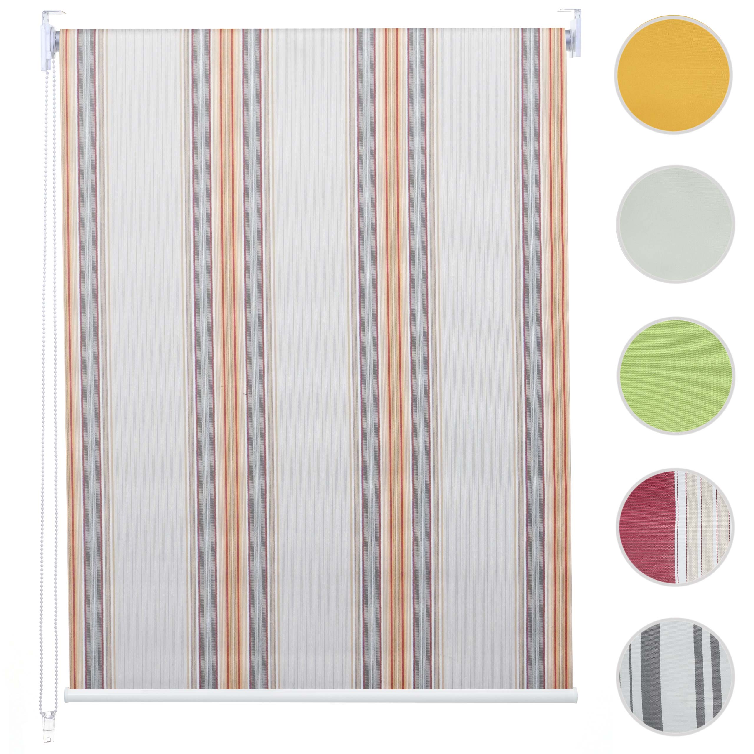 Rollo MCW-D52, Fensterrollo Seitenzugrollo Jalousie, Sonnenschutz Verdunkelung Isolation blickdicht 110x160cm ~ grau/braun/orange