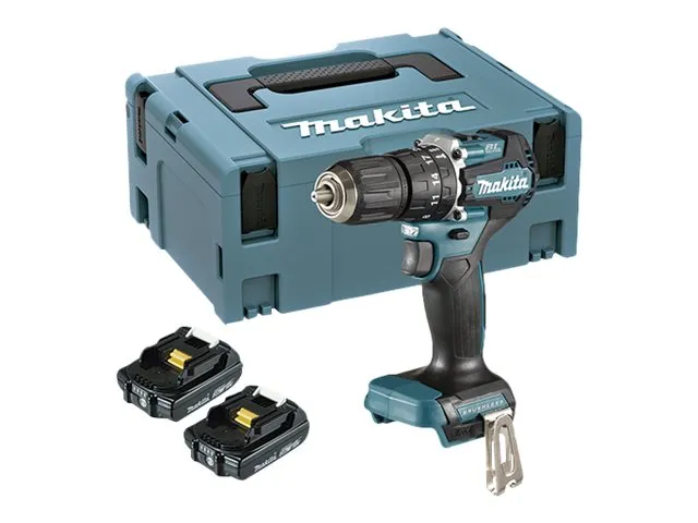 Makita DHP487RAJ - Hammerbor/skruemaskine - ledningfri - 2-hastigheders - nøgleløs borepatron 13 mm - 40 N·m - 2 batterier - 18 V