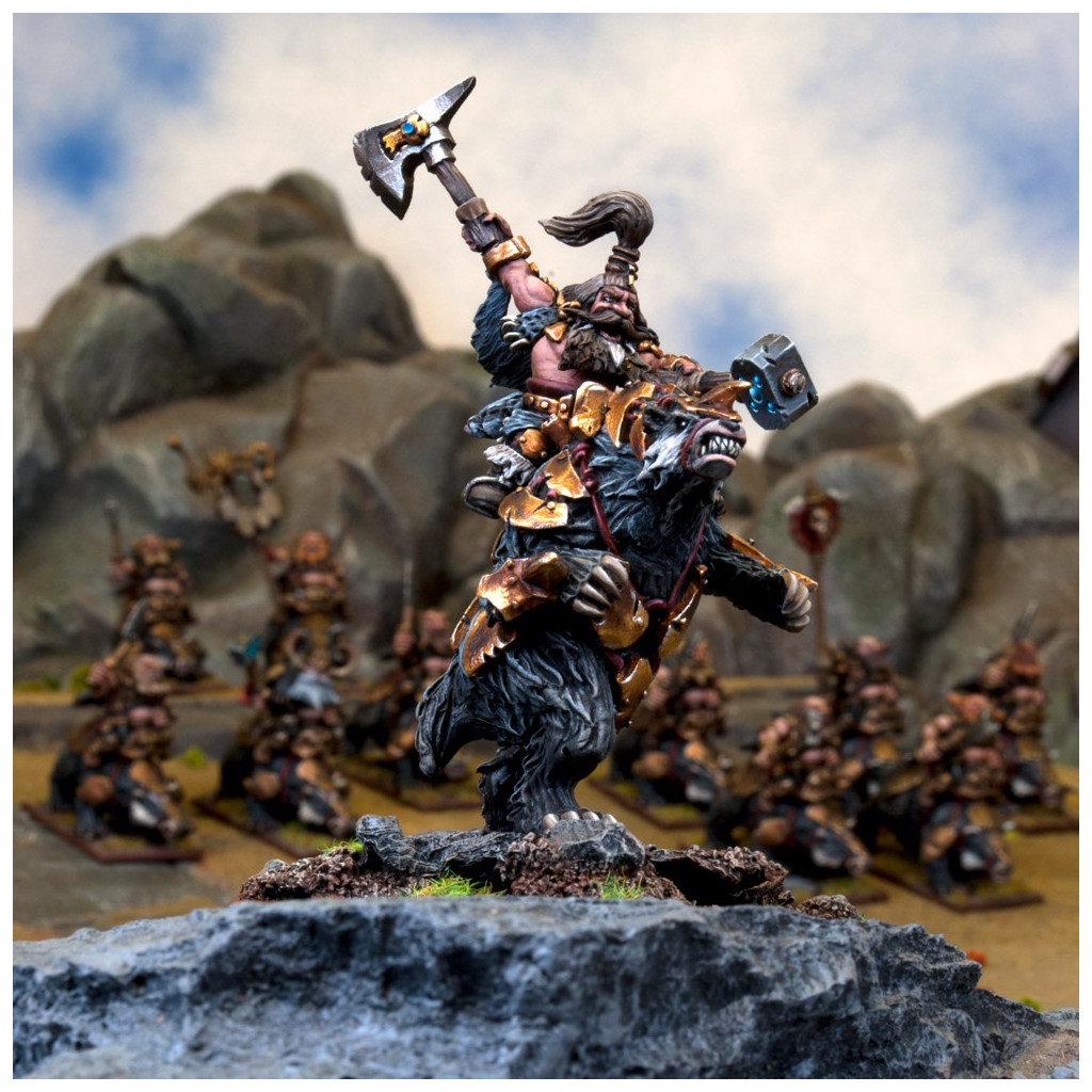 Kings of War - Seigneur Berserker Nain sur Brock