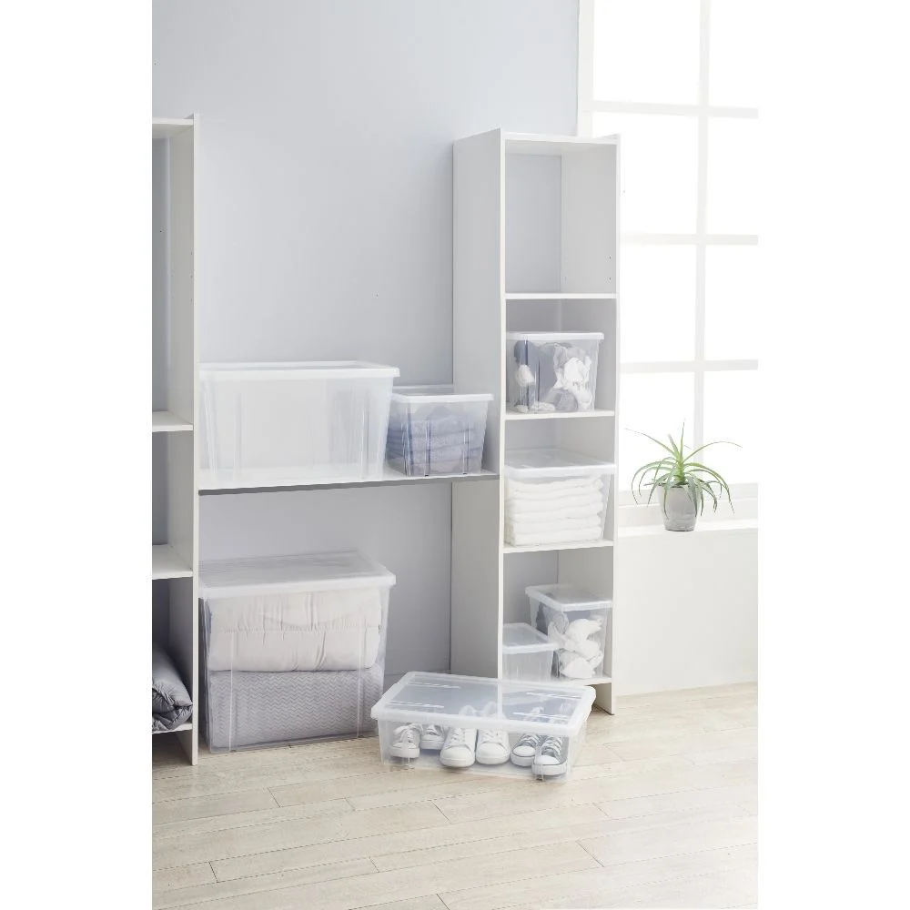 Boîte de rangement transparente avec couvercle 82L