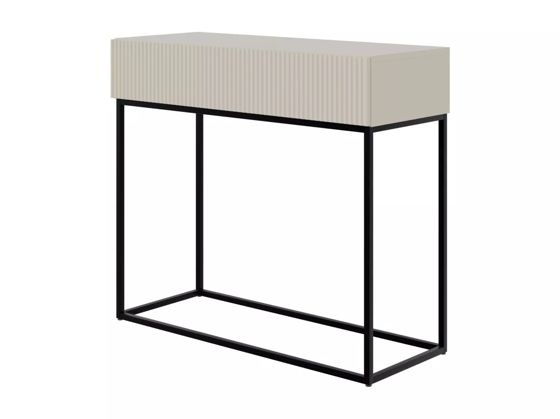 Table console avec tiroir - debout - 90 cm - grėge - avec pieds noirs - VELDIO