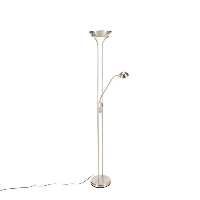 Vloerlamp staal met leeslamp incl. LED dimbaar in Kelvin - Diva