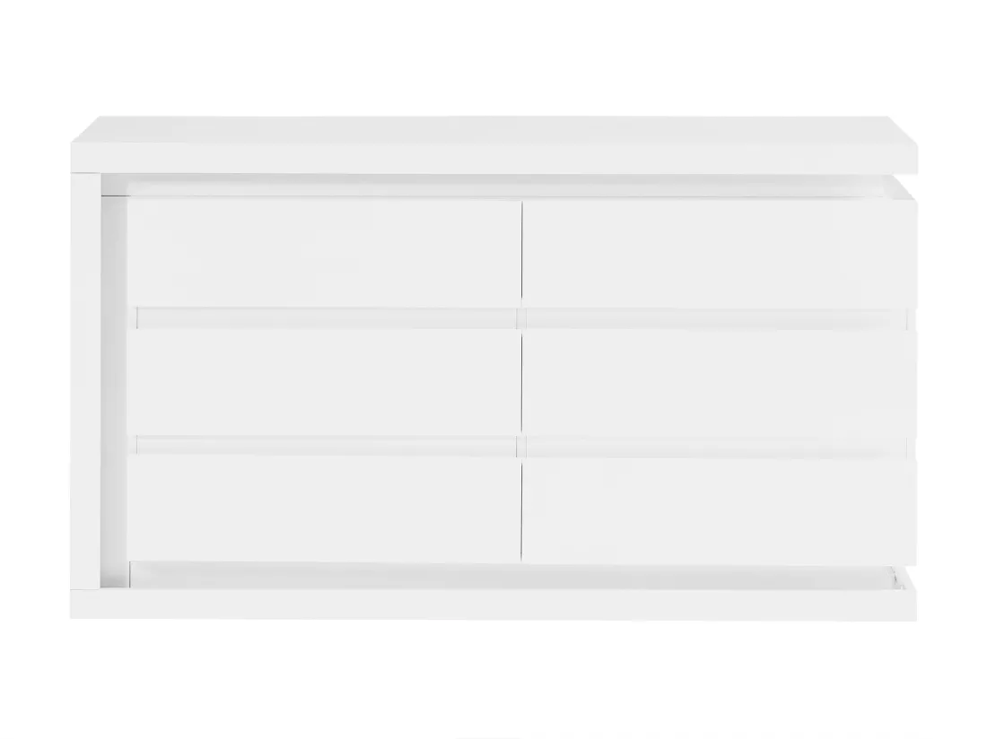 Commode 6 tiroirs - Avec LEDs - MDF - Blanc laqué - FLARANCIA